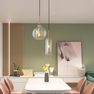 Modern Luxury Restaurant Glass Ball Pendant Light Fixture