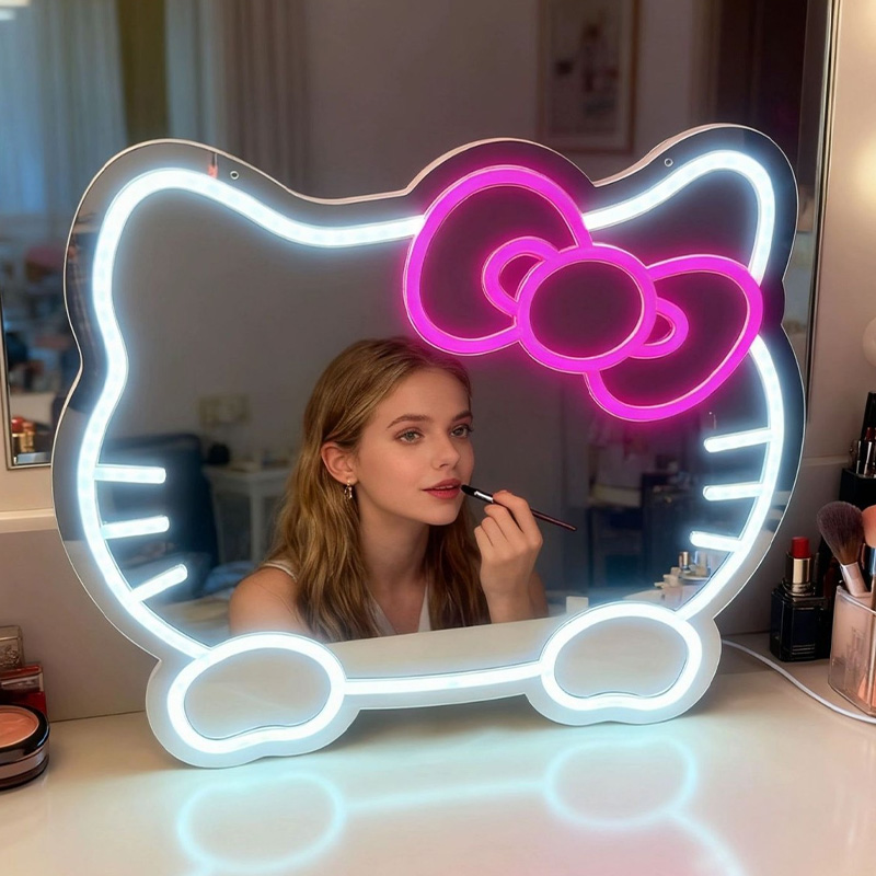 Custom neon light up mirror, mirror with neon lights
