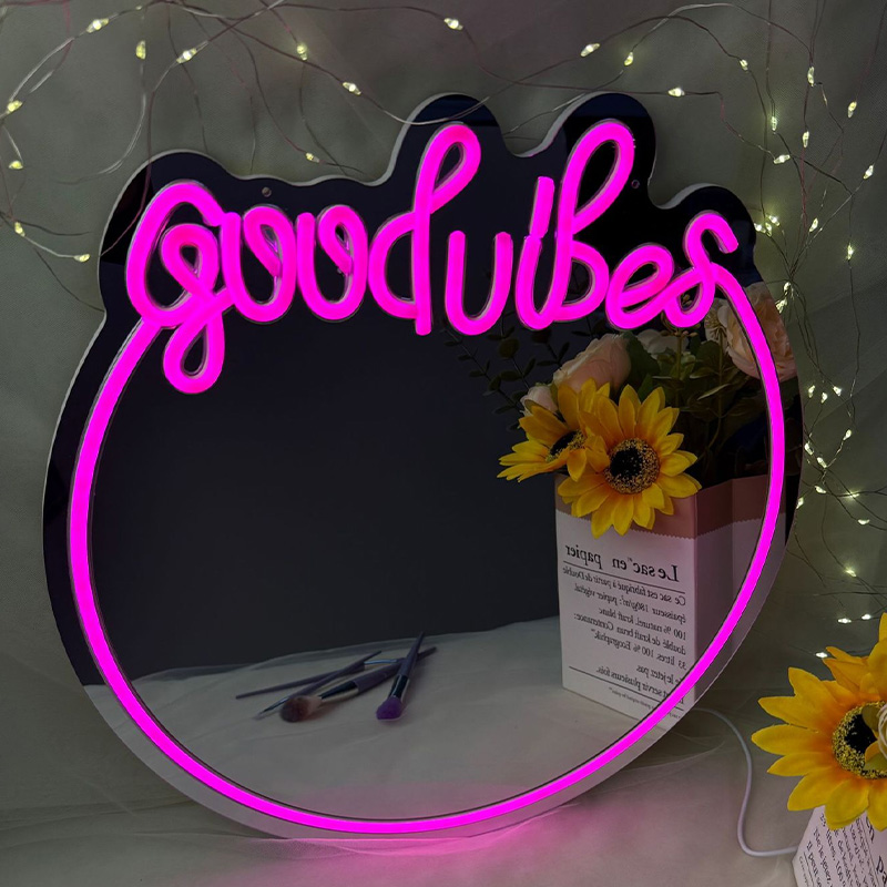 Custom neon mirror lights, Queen's mirror for bedroom